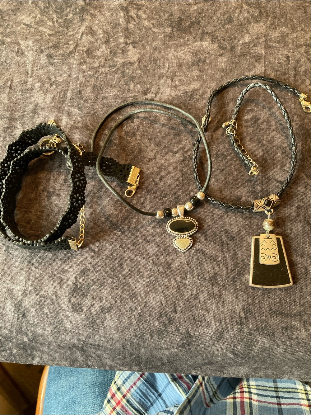 Trio of Black Goth Necklaces